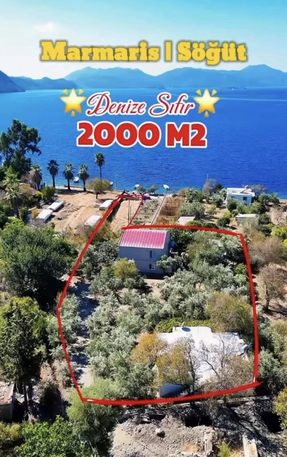 Marmaris Söğüt Dorf mit dem Meer null 2000 m2 Uferwohnung