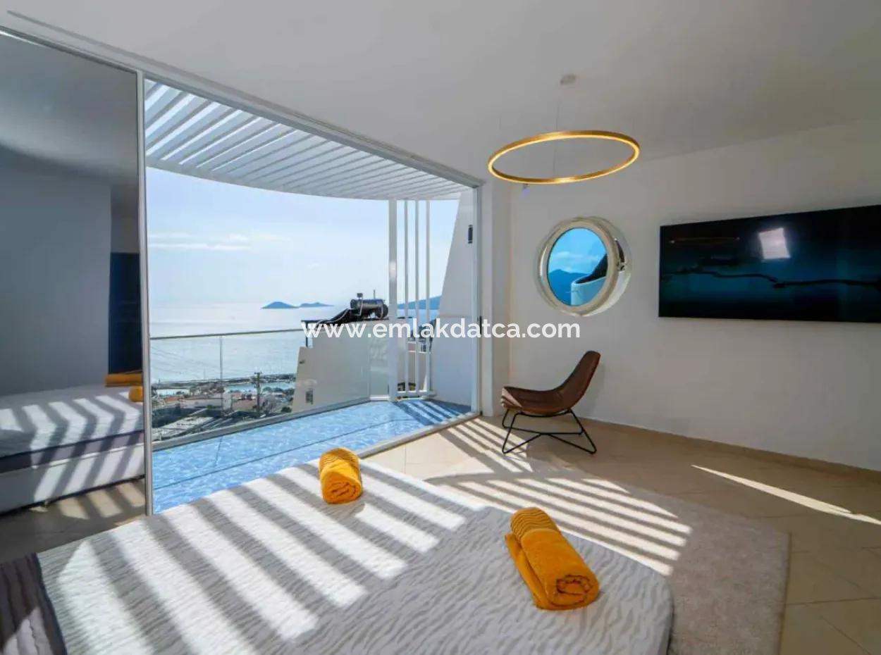 A Detached Villa For Sale With A Magnificent Sea View Swimming Pool In Kalkan Is A Custom-Made Villa