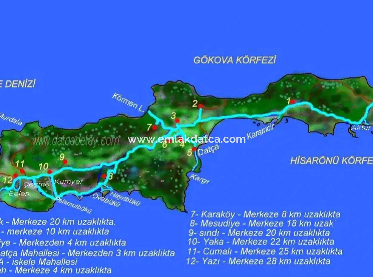 Datça İlçesi Kızlan Mevkisinde Denize Sıfır 10000M2 Turizm İmarlı Denize Sıfır Otel Yapımına Uygun Satılık Arsa